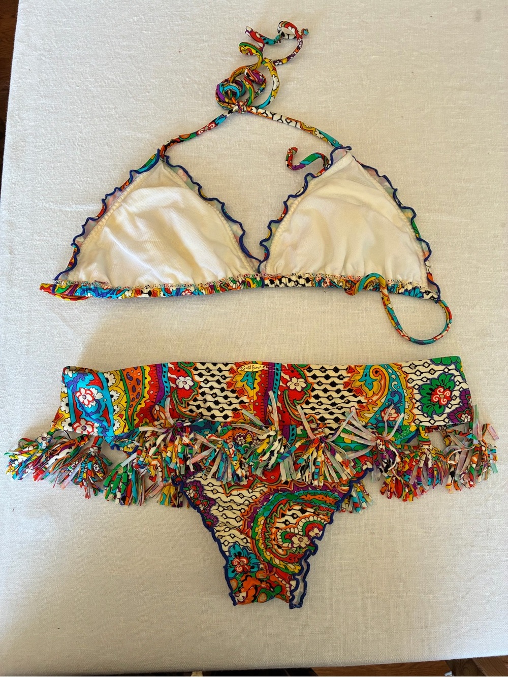 Luli Fama Samba Caracol Wavey string cheeky Bikini Top & Bottom Set M - Picture 6 of 14